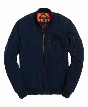 Superdry SDR Wax Flight Bomber Férfi Kabát Sötétkék | HQVLU7984